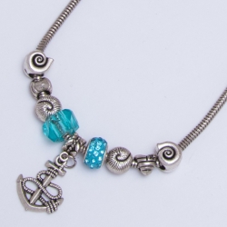 Подвеска№1354 цепочка шамбала с бирюзовыми вставками на металле под серебро