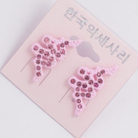 Серьги№1361 с розовыми стразами.