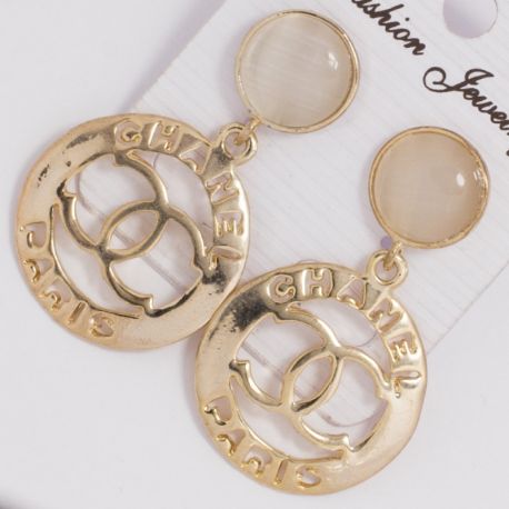 Серьги№1377 Chanel ажурные под золото.
