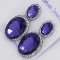 Серьги№1545 оптом синий камень,обрамленный мелкими белыми стразами