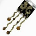 Серьги№1682 коричневые стразы на оригинальных висюльках оптом