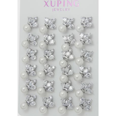Гвоздики Xuping№1330 оптом с жемчужиной и цирконами.