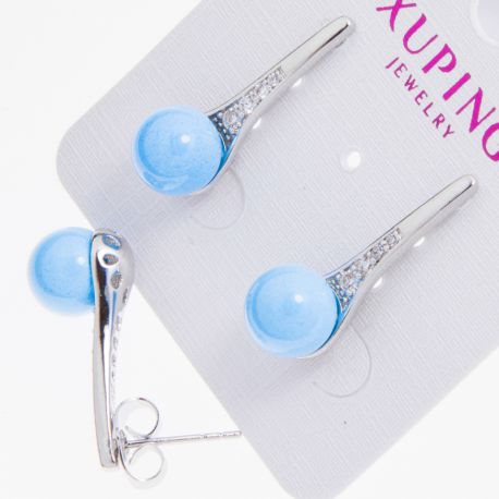 Серьги Xuping№1362 оптом под серебро с шариком.