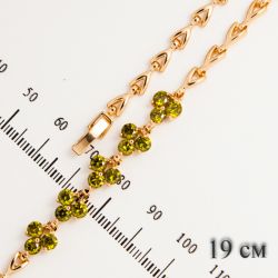 Браслет Xuping№432 19 см оптом с цирконами яблочного цвета.