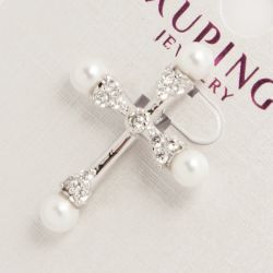 Крестик Xuping№681 оптом с белыми жемчужинами.