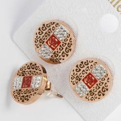 Серьги сталь№371 гвоздики с оригинальным орнаментом оптом