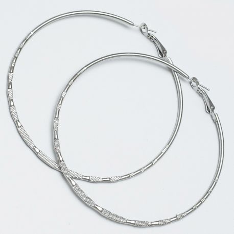 Серьги-кольца№1653 7.5 см цена за 12 шт оптом белые.