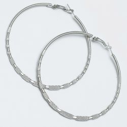 Серьги-кольца№1654 6.5 см цена за 12 шт оптом белые.