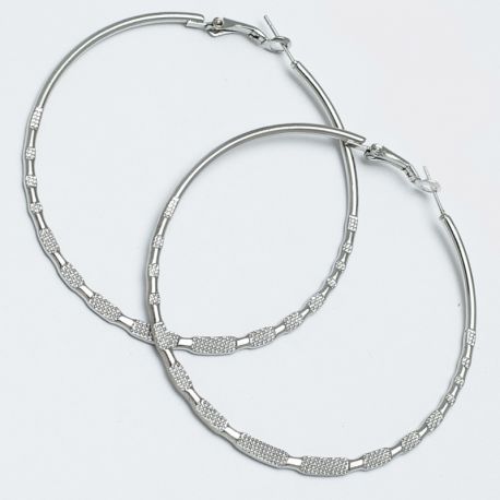 Серьги-кольца№1654 6.5 см цена за 12 шт оптом белые.