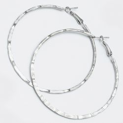 Серьги-кольца№1655 6.5 см цена за 12 шт оптом белые.