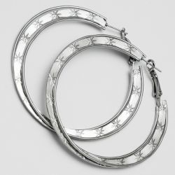 Серьги-кольца№1663 5.5 см цена за 12 шт оптом белые.