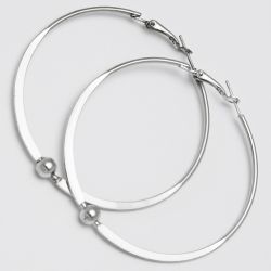 Серьги-кольца№1665 5.5 см цена за 12 шт оптом белые.