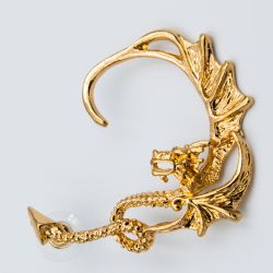 Серьги-кафа№1812 оптом в форме дракона под золото.