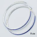 Серьги-кольца№1876 8 см оптом с дорожкой из синих страз.