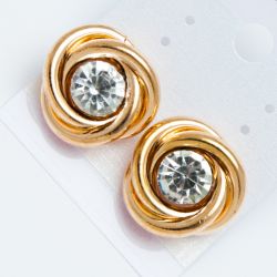Серьги№2346 оптом с белым стразиком