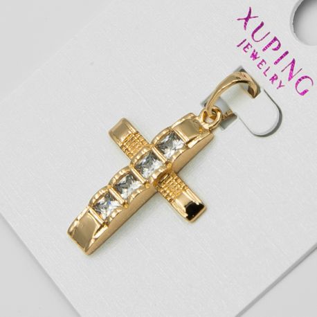 Крестик Xuping№1156 оптом с цирконами белого цвета.