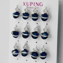 Гвоздики Xuping№247 оптом 6 пар с цирконом синего цвета.