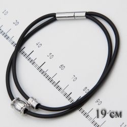 Браслет Xuping№744 19см оптом черный каучук с металлической вставкой