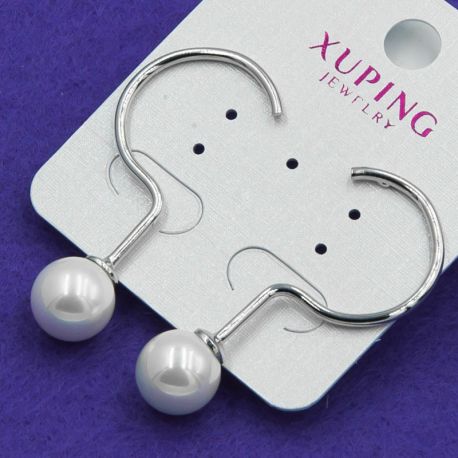 Серьги Xuping№790 оптом из белого металла с жемчужинами