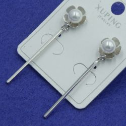 Серьги Xuping№806 оптом белые палочки с цветком медичне золото оптом