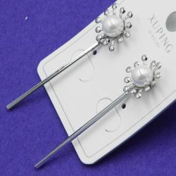 Серьги Xuping№864 висюльки с ромашкой и жемчужиной купить медицинское золото оптом