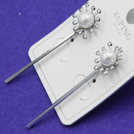 Серьги Xuping№864 висюльки с ромашкой и жемчужиной купить медицинское золото оптом