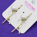 Серьги Xuping№970 абстракция с белыми жемчужинами медицинское золото оптом 