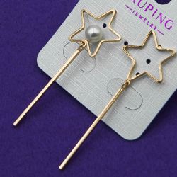 Серьги Xuping№1004 стильные висюльки со звездочками купить медзолото оптом недорого