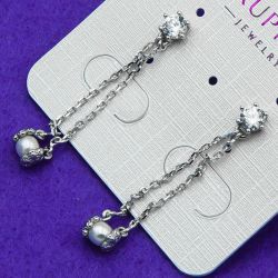 Серьги Xuping№1029 с белыми жемчужинами ксюпинг интернет магазин