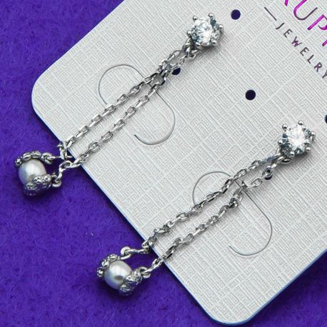 Серьги Xuping№1029 с белыми жемчужинами ксюпинг интернет магазин