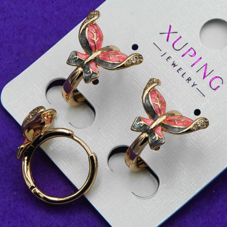Серьги Xuping№1062 оранжевая бабочка медзолото оптом от производителя