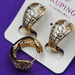 Серьги Xuping№1097 с орнаментом и камнями бижутерия Харьков оптом.