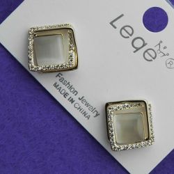Серьги№2709 квадратные со стразами бижутерия Харьков оптом.
