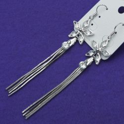 Серьги№2720 с цветочками длинные в интернет магазине оптом.