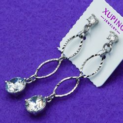 Серьги Xuping№1188 белые с цирконами в интернет-магазине оптом.