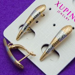 Серьги Xuping№1261 геометрической формы с напылением медзолото купить оптом