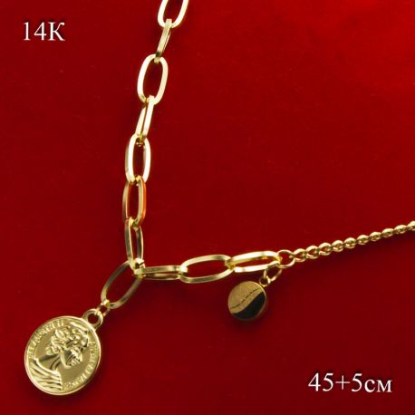 Цепочка Xuping№485 с медальоном медицинское золото оптом бижутерия Xuping