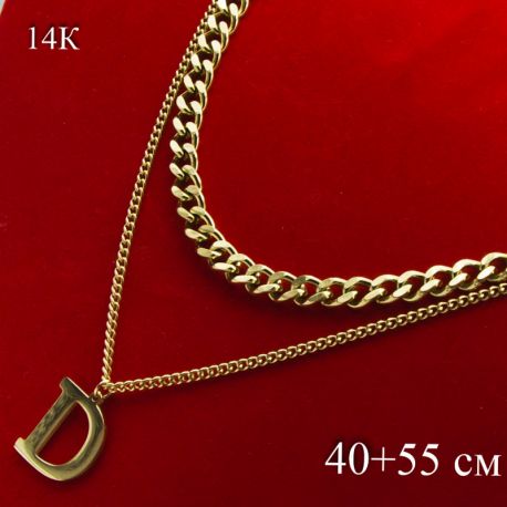 Цепочка Xuping№493 двойная крупная с буквой D ксюпинг бижутерия оптом