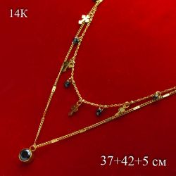 Цепочка Xuping№493 двойная с крестиками и цветными цирконами медзолото оптом от производителя