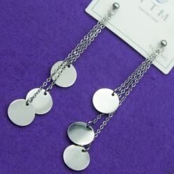 Серьги Xuping№1358 висюльки на белом металле с медальками на гвоздике медицинское золото оптом купить