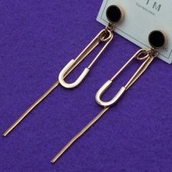 Серьги Xuping№1368 булавка с черной вставкой купить Xupingоптом недорого медзолото оптом