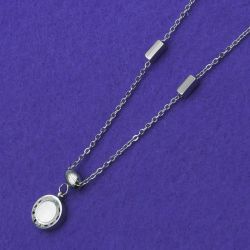 Цепочка сталь№258 с кулоном и черной вставкой купить медицинское золото оптом