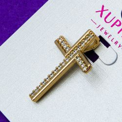 Крестик Xuping№175 с мелкими цирконами медзолото оптом купить недорого