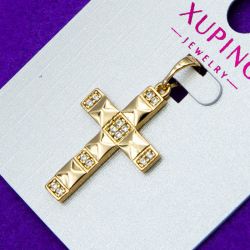 Крестик Xuping№182 с белыми цирконами медзолото оптом купить недорого