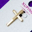 Крестик Xuping№225 гладкий с мелкими белыми цирконамимедзолото купить оптом позолотка