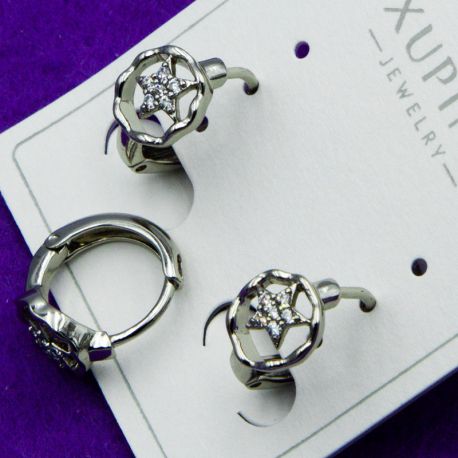 Серьги Xuping№1394 колечки со звездочками хупинг бижутерия от производителя оптом 