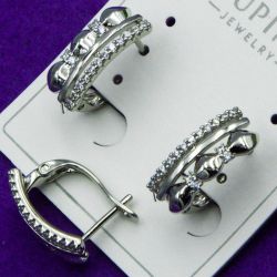 Серьги Xuping№1419 дорожка с орнаментом белая купить медзолото недорого