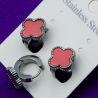 Серьги сталь№351 клевер розовый на белом металле медзолото оптом купить 