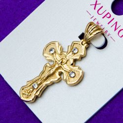 Крестик Xuping№234 ажурный с белыми цирконамибижутерия фирмы Xuping купить оптом медзолото
