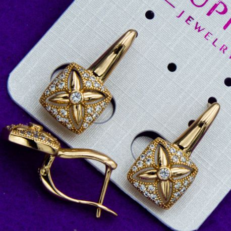 Серьги Xuping№1494 геометрической формы изделия из медзолота купить оптом Украина